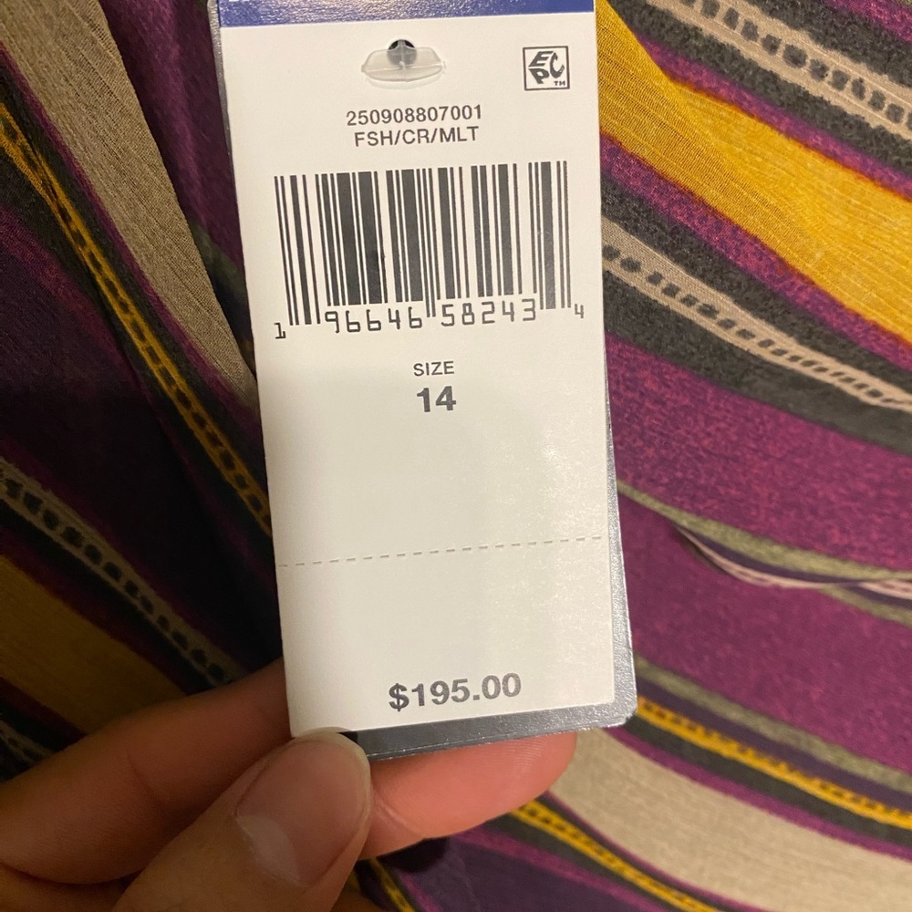 Lauren Ralph Lauren striped georgette one-shoulder dress. 
14 - Picture 7 of 9